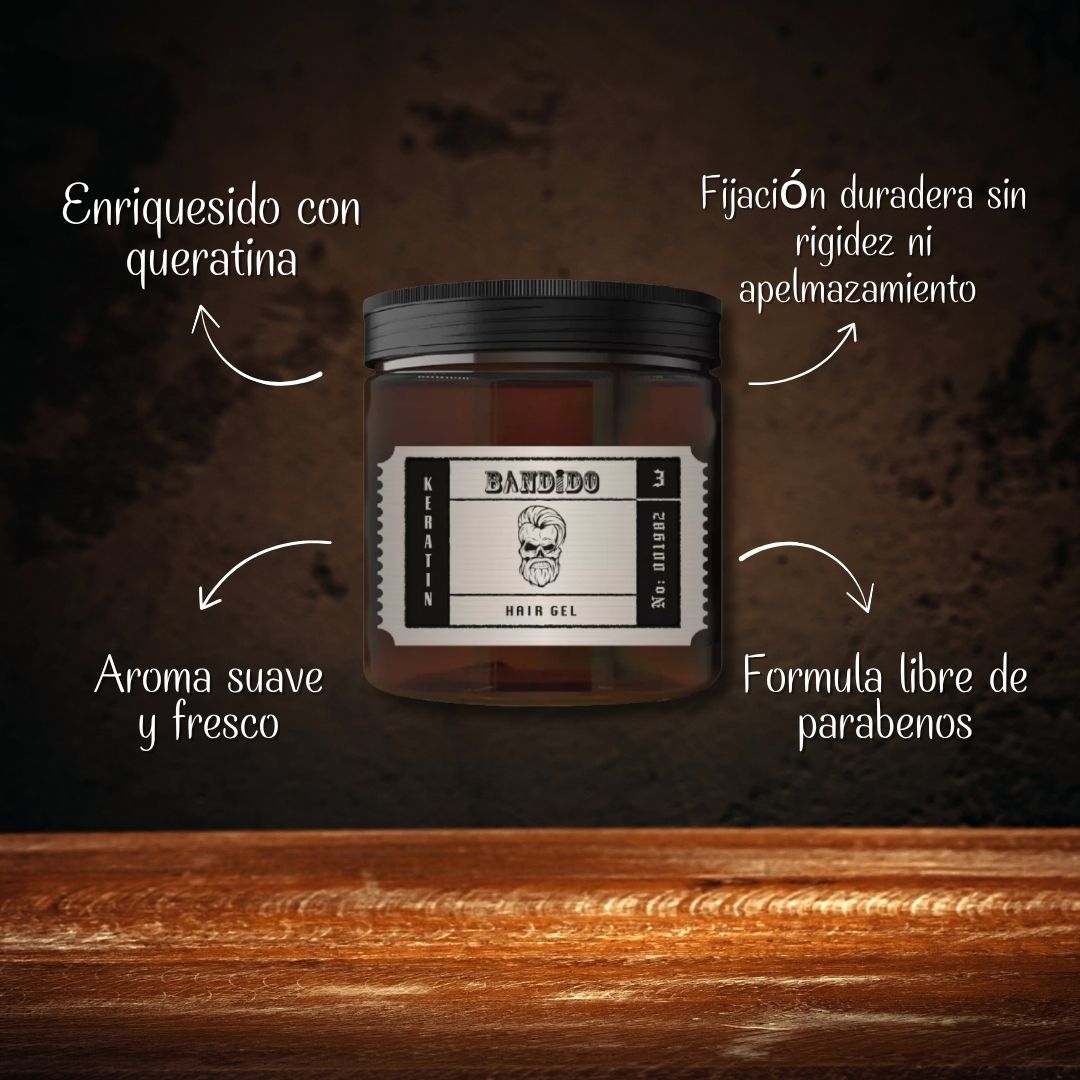 Bandido Keratin Hair Gel 500 ml: Fijación 12 h, Suavidad y Brillo Natural
