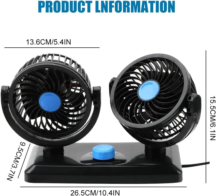 Ventilador Coche Doble Cabeza USB