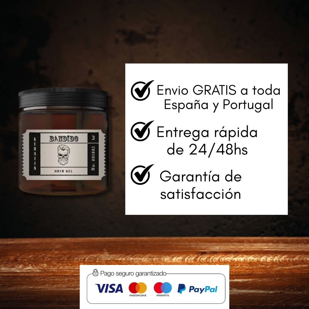 Bandido Keratin Hair Gel 500 ml: Fijación 12 h, Suavidad y Brillo Natural