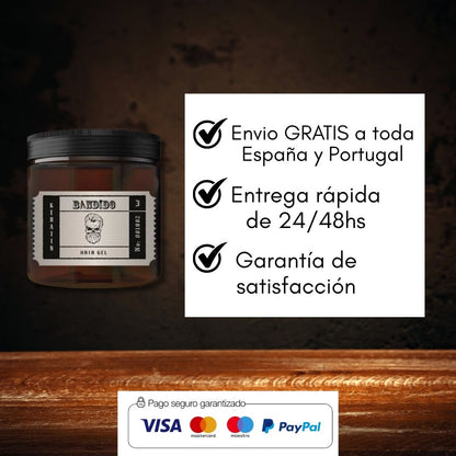 Bandido Keratin Hair Gel 500 ml: Fijación 12 h, Suavidad y Brillo Natural
