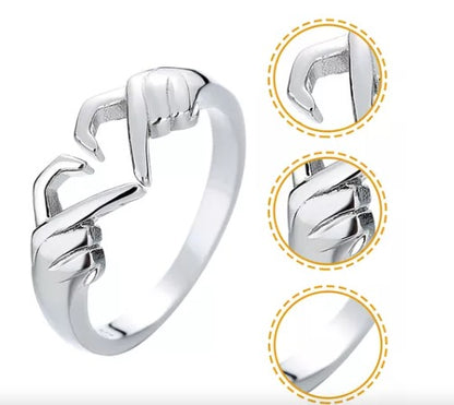 Anillo de dedo con forma de corazon plata